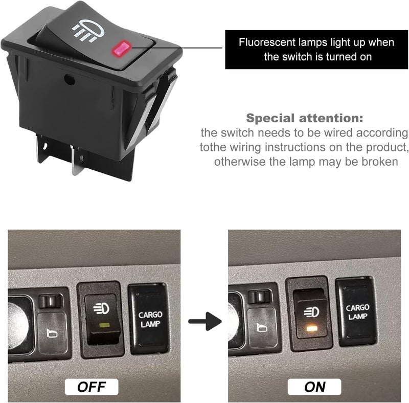 ZNDAW Fog Light Toggle Rocker Switch, 12V 35A 4 Pin SPST ON Off LED Fog Light Rocker Switches, Universal Automotive Rear Front Fog Lamp Toggle Switch for Cars Trucks RVs Boats (Red) - Image 4